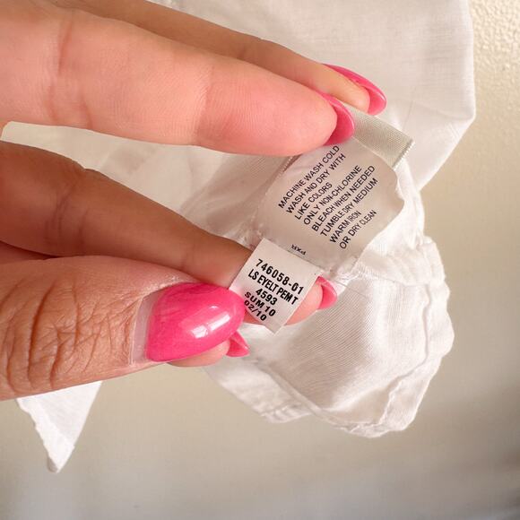 Banana Republic White Ruffle Hem Boho Peasant Blouse Medium Cottage Core Trad - Picture 5 of 7